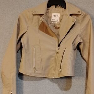 Abercrombie & Fitch Women's Beige Leather Jacket